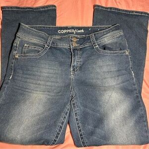 bootcut jeans with design on back pockets